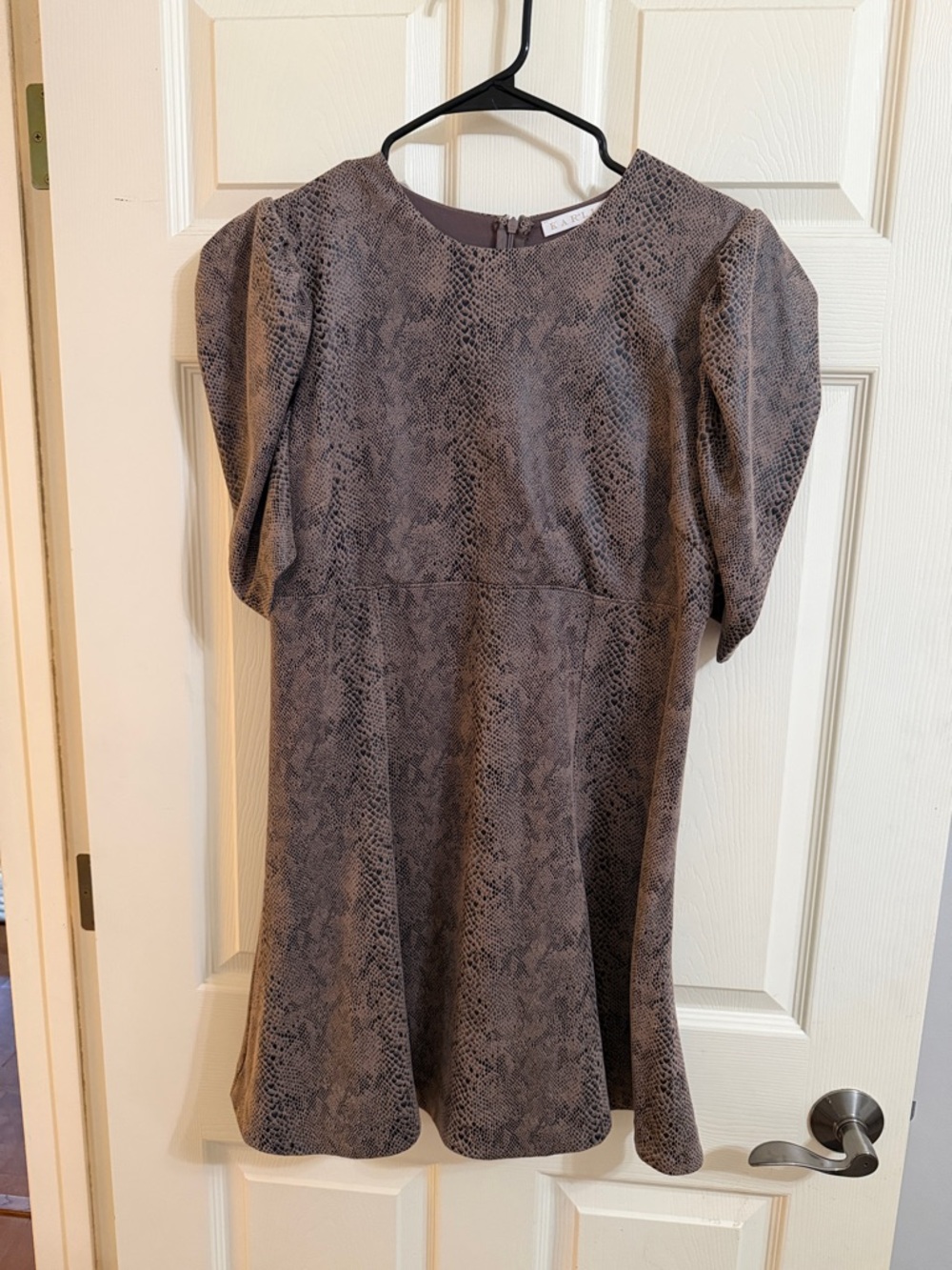 Karlie Taupe Snake-Print Mini Dress